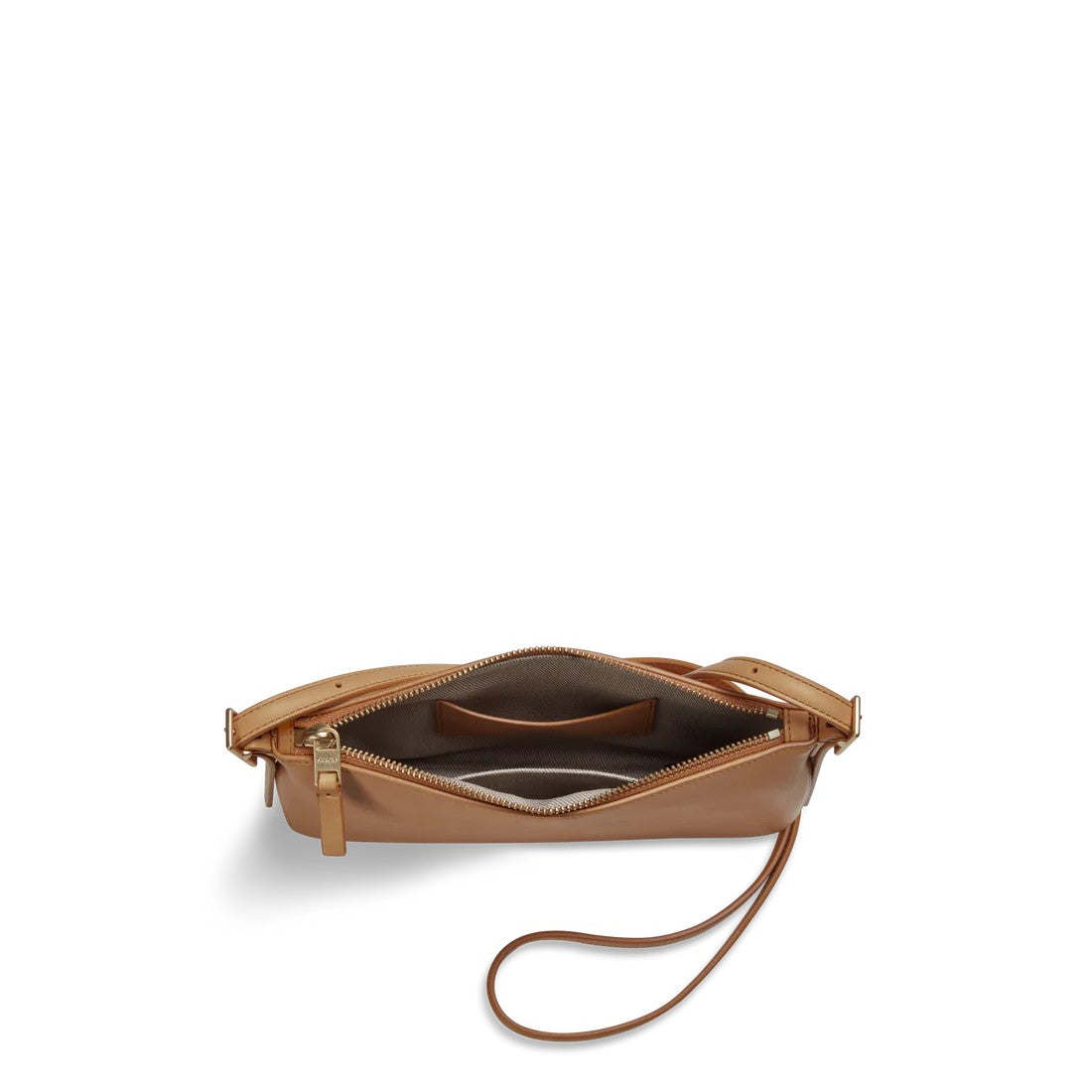 Accordion Smooth Natural Leather Small Zip Crossbody Bag