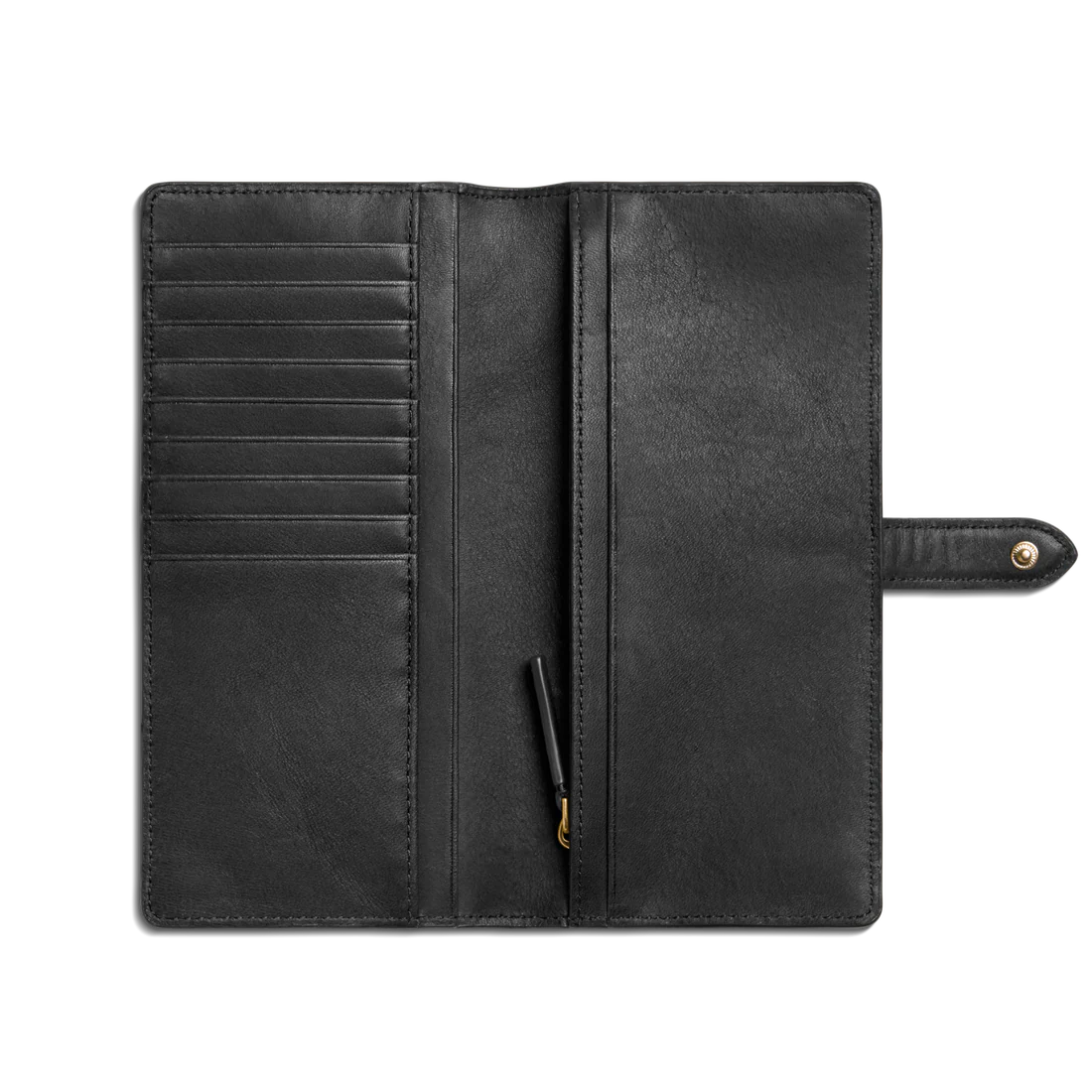 Long Natural Leather Snap Continental Wallet With Zip Coin Pocket