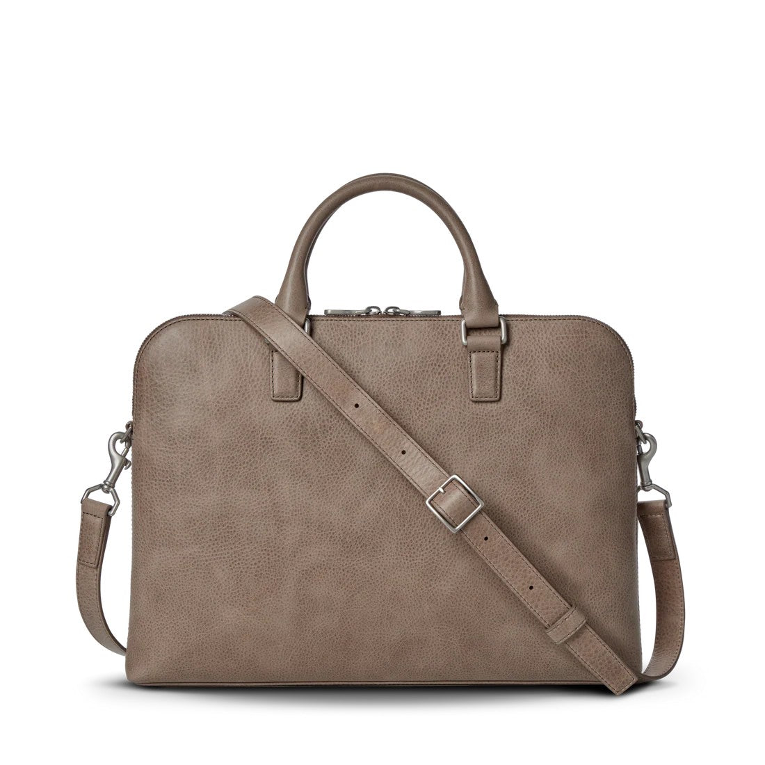 Slim Pebbled Natural Grain Leather Portfolio Briefcase For 15-inch Laptop