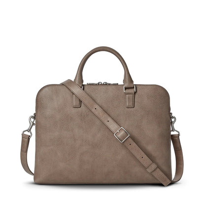 Slim Pebbled Natural Grain Leather Portfolio Briefcase For 15-inch Laptop