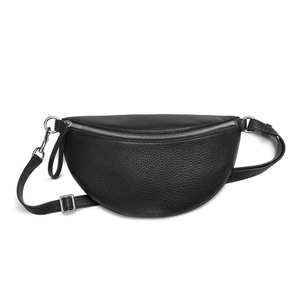 Pebbled Natural Grain Leather Adjustable Multi-Wear Sling Crossbody Bag