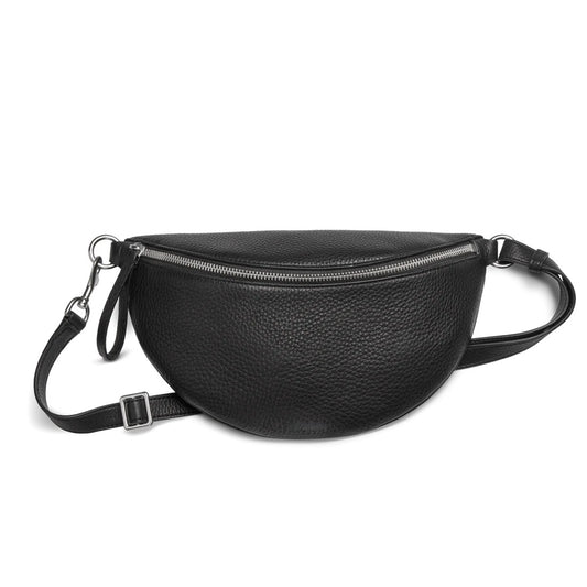 Pebbled Natural Grain Leather Adjustable Multi-Wear Sling Crossbody Bag