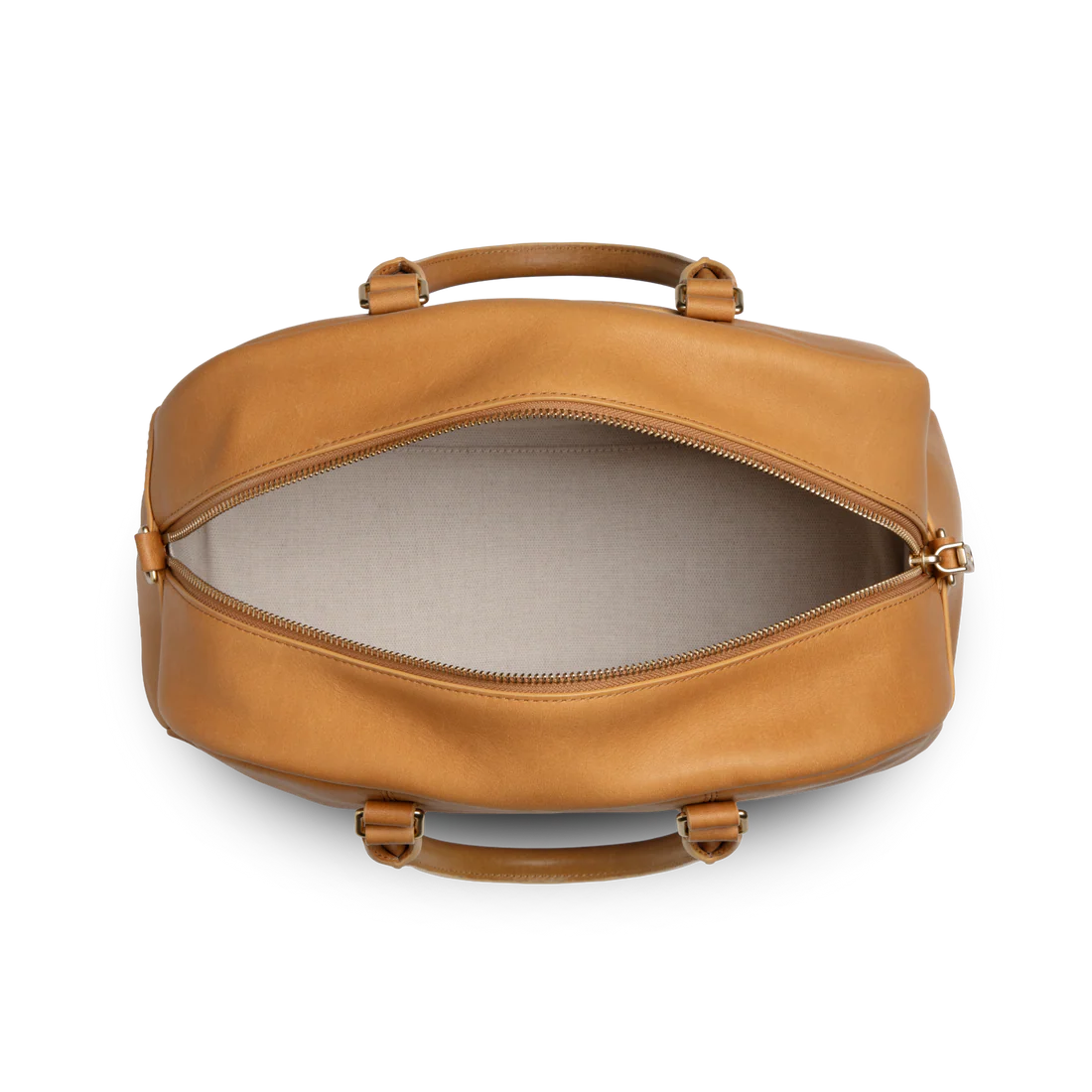 Curved Natural Leather Multi-Pocket Satchel Briefcase With Detachable Strap