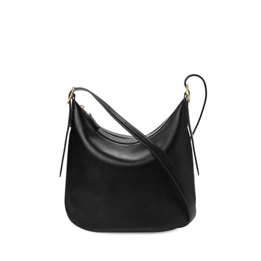 Expandable Accordion Smooth Natural Leather Medium Hobo Crossbody Bag
