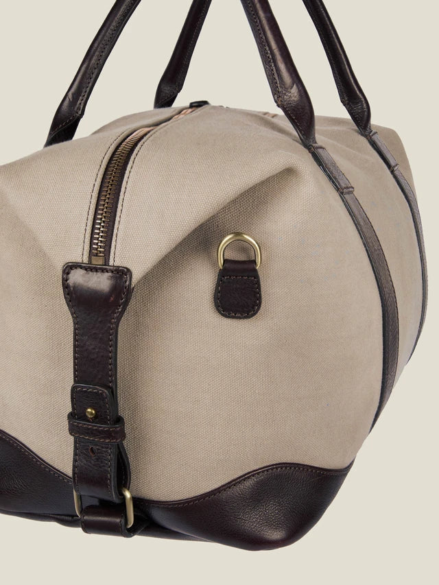 Water Resistant Cotton Canvas Full Grain Leather Trim Travel Duffel Bag
