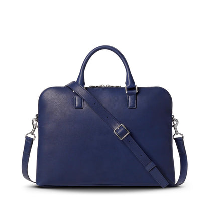 Slim Pebbled Natural Grain Leather Portfolio Briefcase For 15-inch Laptop