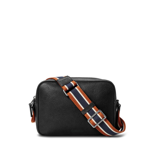 Pebbled Natural Grain Leather Adjustable Webbing Strap Camera Crossbody Bag