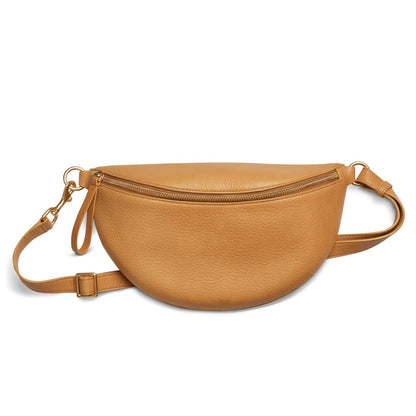 Pebbled Natural Grain Leather Adjustable Multi-Wear Sling Crossbody Bag