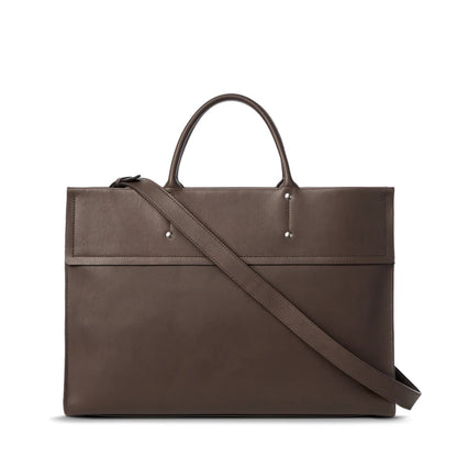 Large Capacity Natural Leather Day Satchel Briefcase For 15-inch Laptop