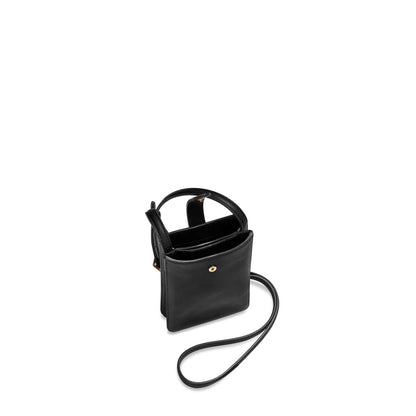 Smooth Natural Leather Mini Snap Phone Crossbody Bag