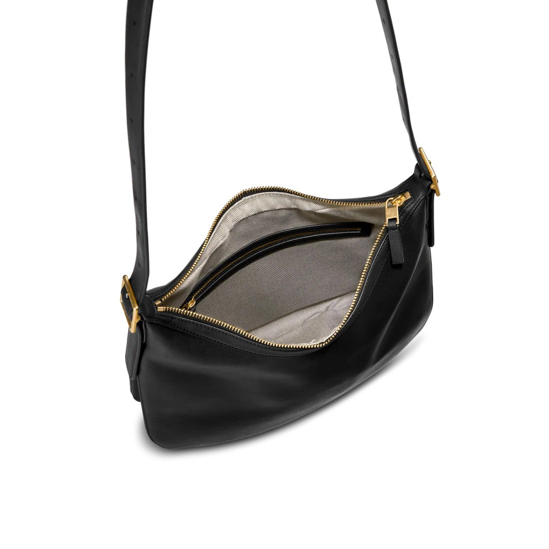 Expandable Accordion Smooth Natural Leather Medium Hobo Crossbody Bag