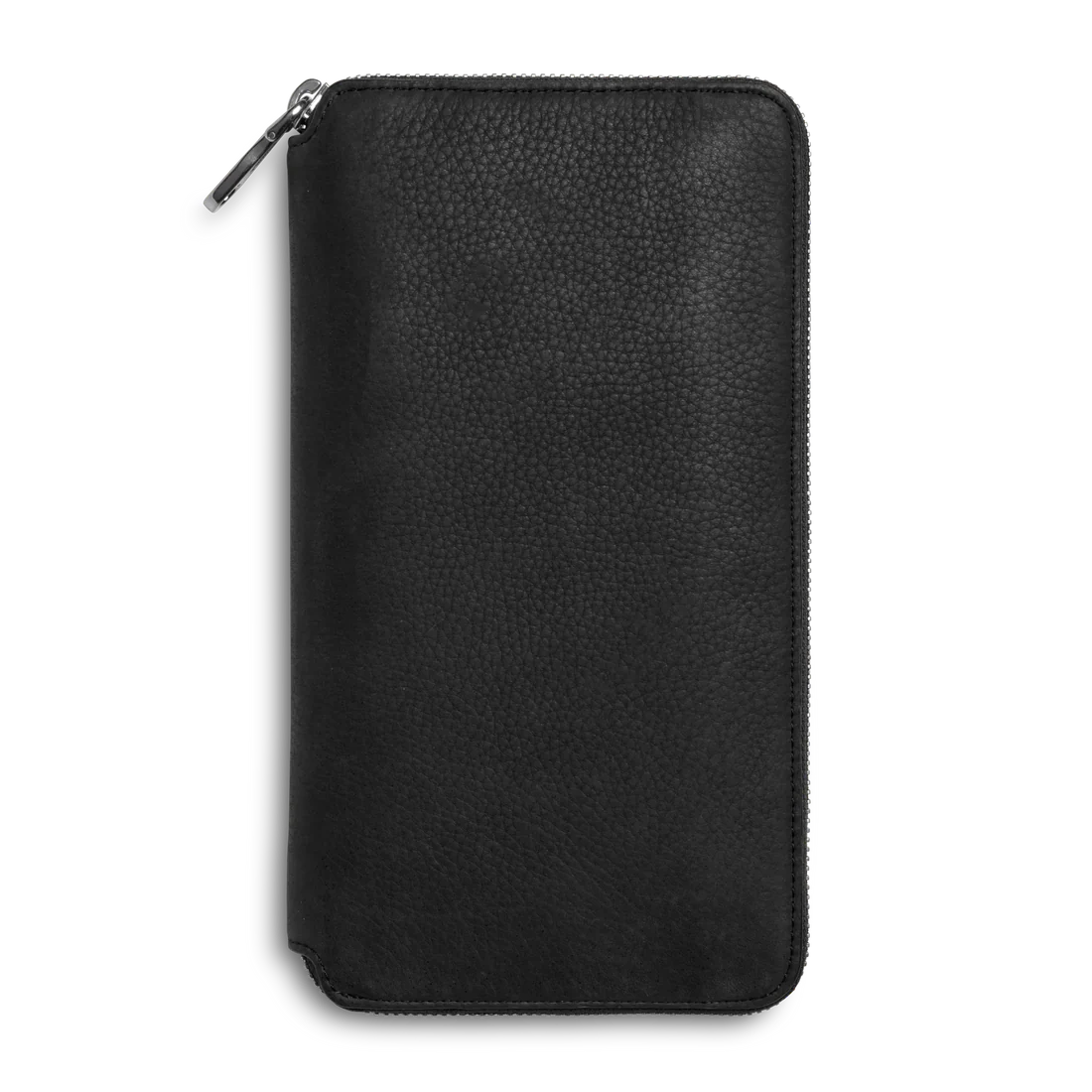 Full-Zip Natural Grain Pebble Leather Travel Organizer Wallet