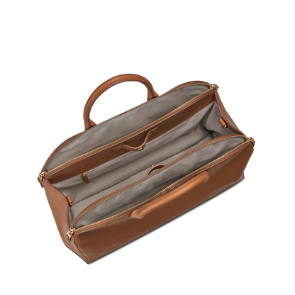 Vintage Smooth Natural Leather Large Bixby Satchel Briefcase Fits 15-inch Laptop