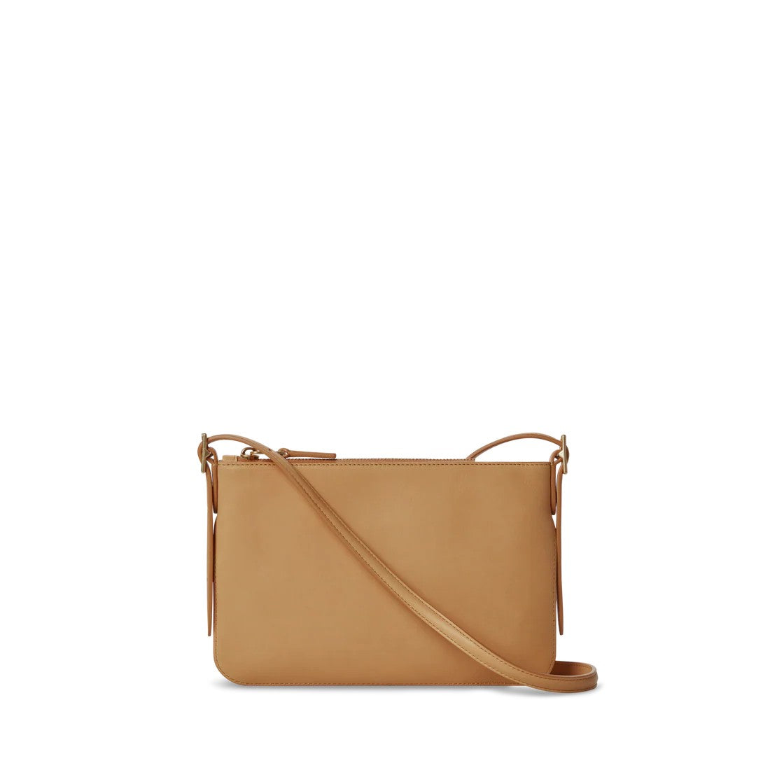 Accordion Smooth Natural Leather Small Zip Crossbody Bag