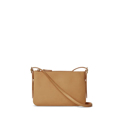 Accordion Smooth Natural Leather Small Zip Crossbody Bag