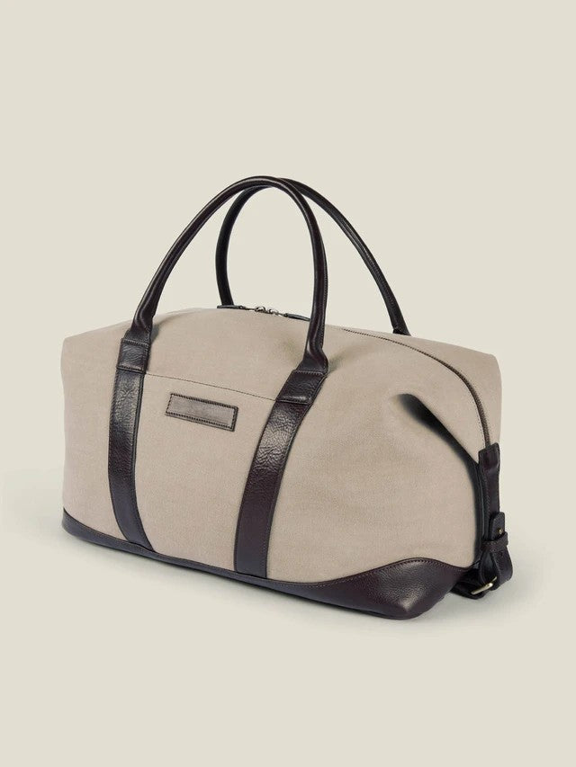 Water Resistant Cotton Canvas Full Grain Leather Trim Travel Duffel Bag
