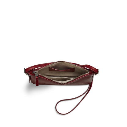Accordion Smooth Natural Leather Small Zip Crossbody Bag