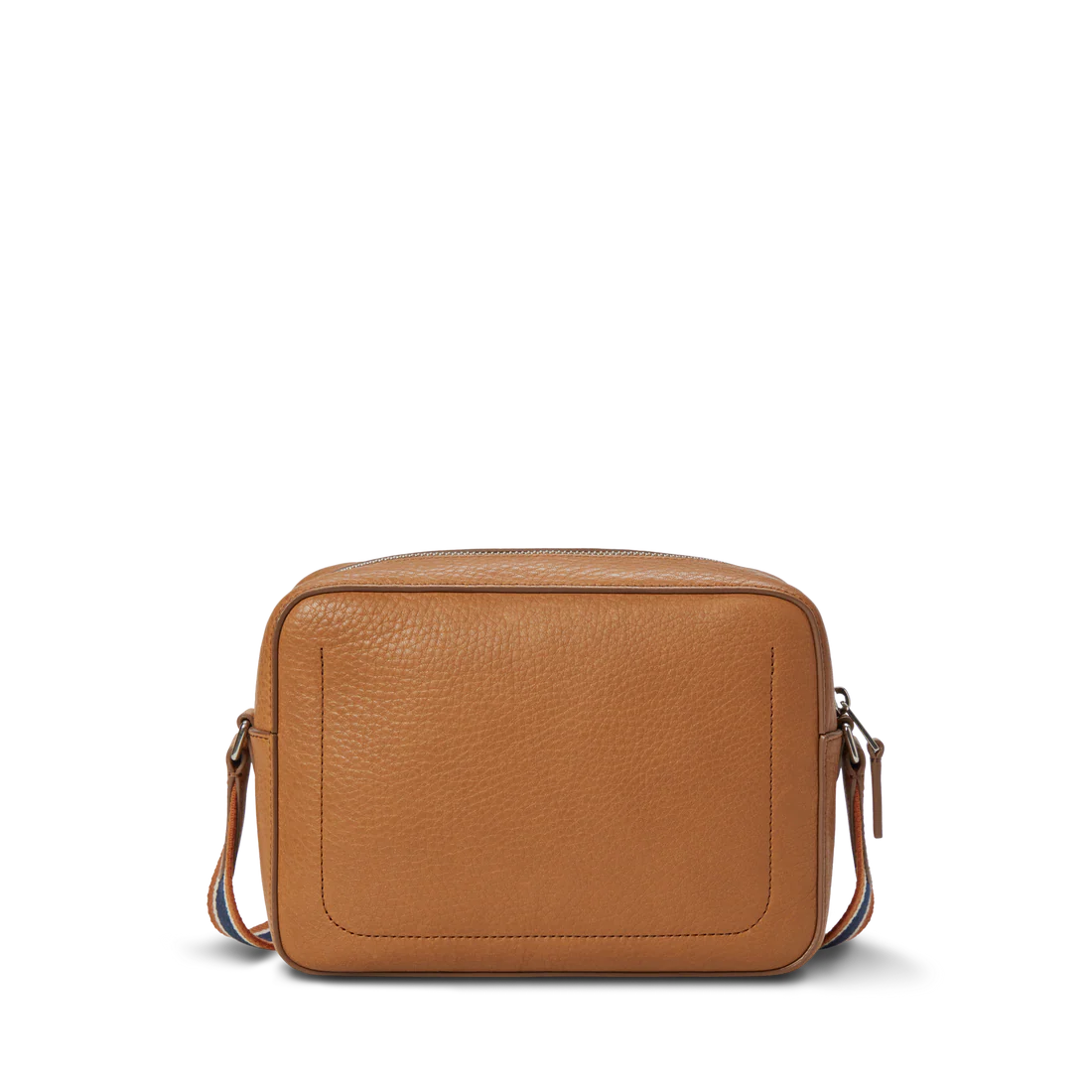 Pebbled Natural Grain Leather Adjustable Webbing Strap Camera Crossbody Bag
