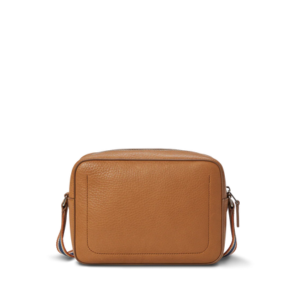 Pebbled Natural Grain Leather Adjustable Webbing Strap Camera Crossbody Bag