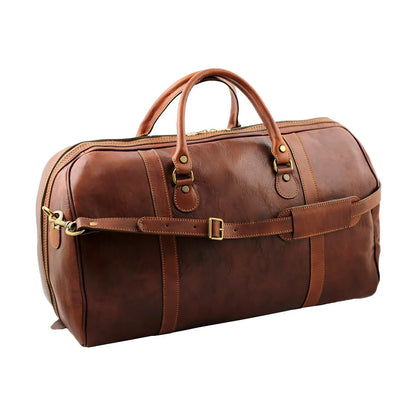 Hand-Buffed Full Grain Vegetable Tanned Large Leather Weekend Duffle Bag