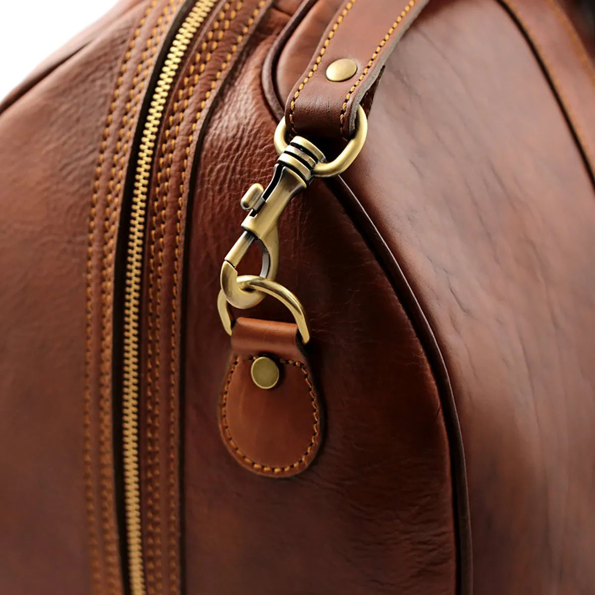 Hand-Buffed Full Grain Vegetable Tanned Large Leather Weekend Duffle Bag