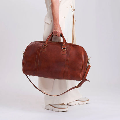 Hand-Buffed Full Grain Vegetable Tanned Large Leather Weekend Duffle Bag