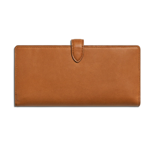 Long Natural Leather Snap Continental Wallet With Zip Coin Pocket