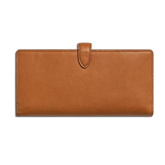 Long Natural Leather Snap Continental Wallet With Zip Coin Pocket