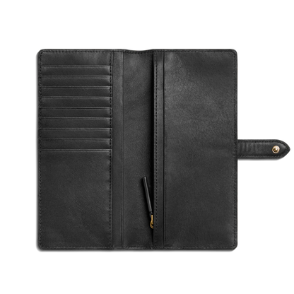Long Natural Leather Snap Continental Wallet With Zip Coin Pocket