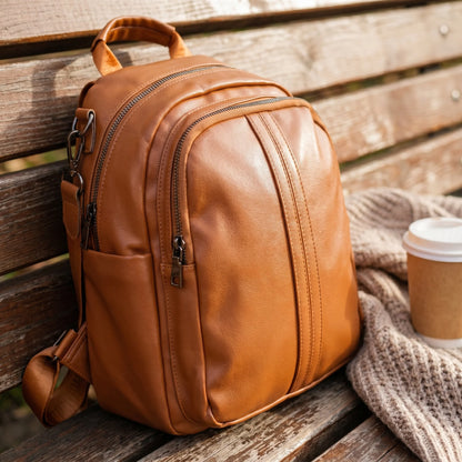 Waterproof Vegan Leather Convertible Mini Travel Backpack