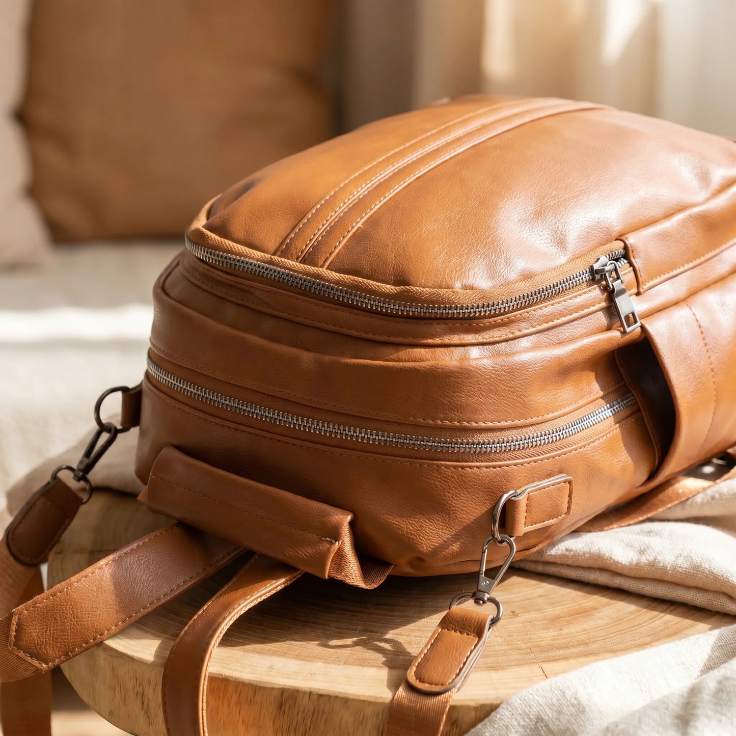 Waterproof Vegan Leather Convertible Mini Travel Backpack