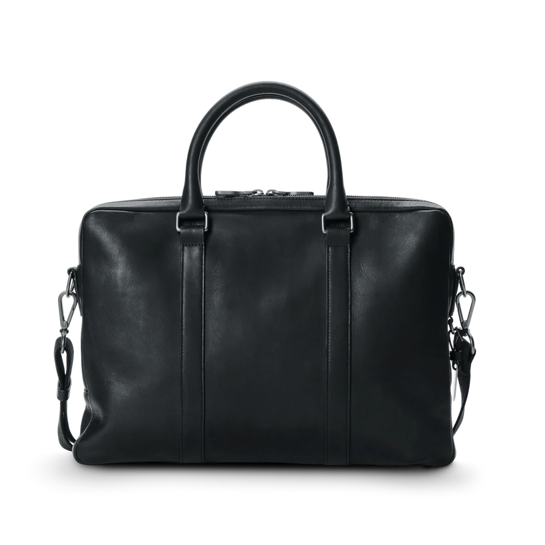 Smooth Navigator Leather Slim Computer Briefcase With Detachable Adjustable Strap